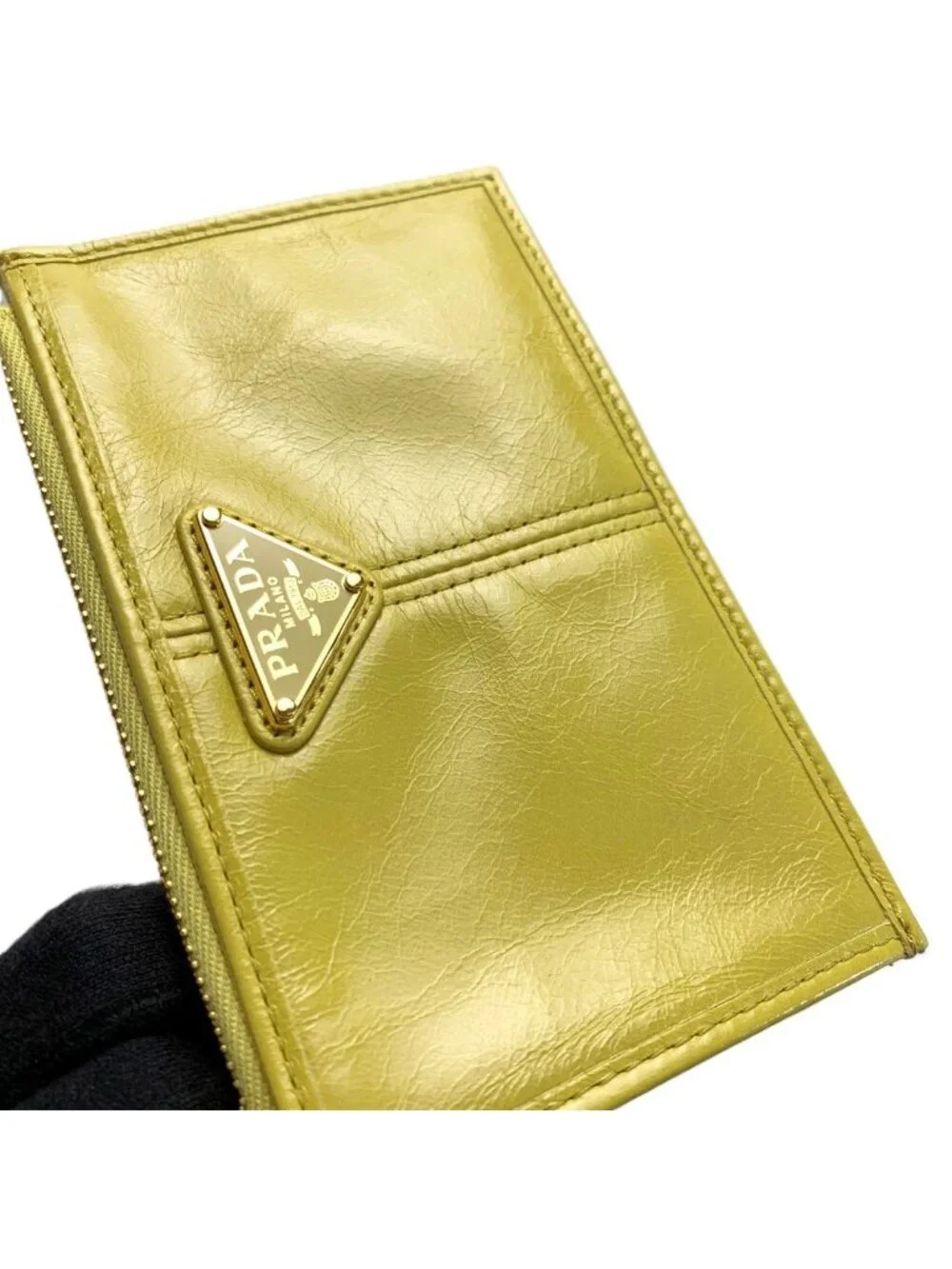 Prada Card Case Fragment Yellow Gold